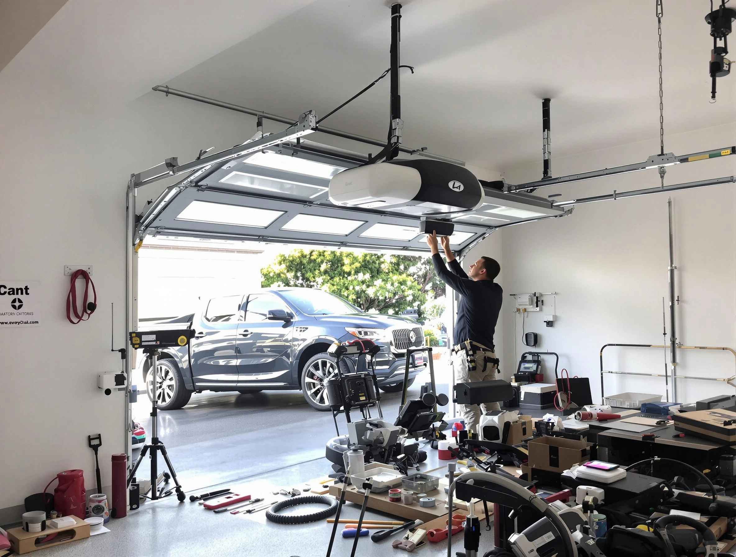 Somerville Garage Door Repair specialist installing smart garage door opener system in Somerville home